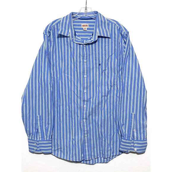 Mossimo Supply Co. Mens XL Blue White Striped Button Down Shirt Pocket Logo - Picture 1 of 6